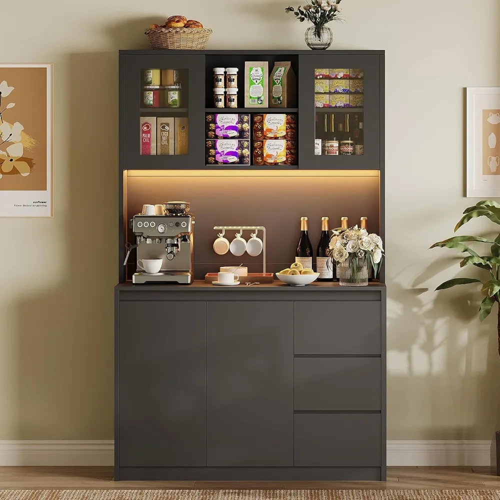 71" Tall Kitchen Pantry Cabinet, Kitchen Storage Hutch with Led Lights and Power Outlets, Microwave Stand
71" Tall Kitchen Pantry Cabinet, Kitchen Storage Hutch with Led Lights and Power Outlets, Microwave Stand