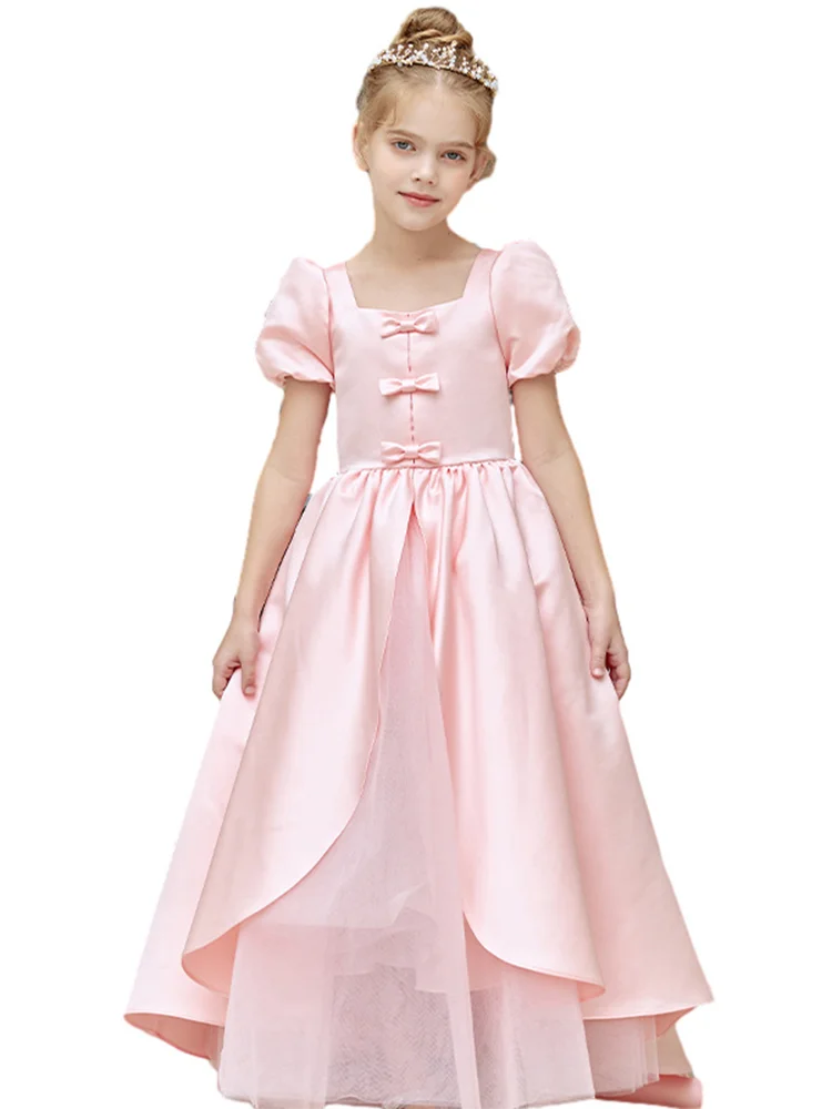 Flower Girl Dress For Wedding Little Girl Host Piano Performance Dress Elegant Short Sleeve Short Sleeve Pink Satin With Bows
Flower Girl Dress For Wedding Little Girl Host Piano Performance Dress Elegant Short Sleeve Short Sleeve Pink Satin With Bows