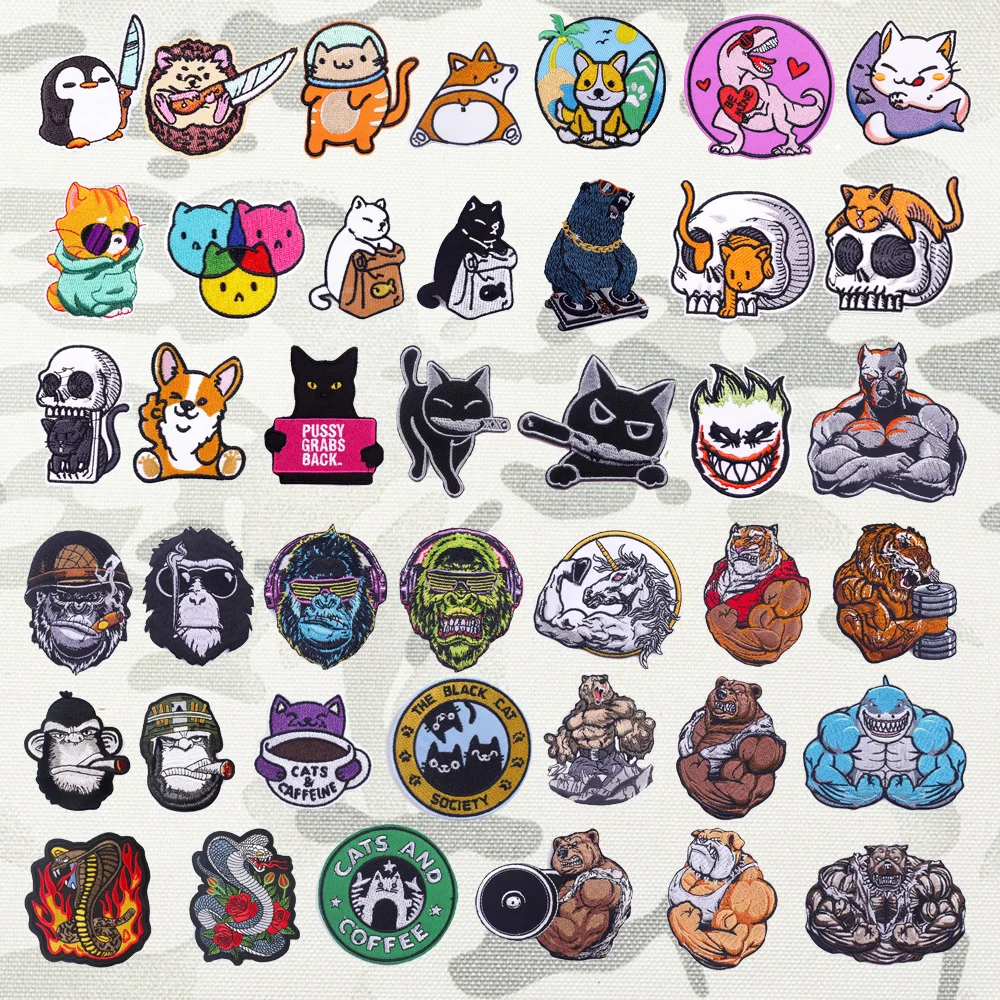 Outdoor Bag Accessories Embroidered Animal Series Monkey Cobra Badge Skull Kitten DIY Hook Loop Backpack Patches for Clothing
Outdoor Bag Accessories Embroidered Animal Series Monkey Cobra Badge Skull Kitten DIY Hook Loop Backpack Patches for Clothing