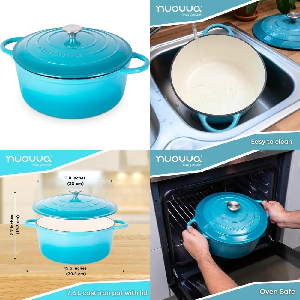 Enameled Cast Iron Dutch Oven - Non-Stick Ovenproof Casserole Pot - Sturdy Cookware - Blue, 7.3-Quart, 30cm - Large Capacity Bak
Enameled Cast Iron Dutch Oven - Non-Stick Ovenproof Casserole Pot - Sturdy Cookware - Blue, 7.3-Quart, 30cm - Large Capacity Bak