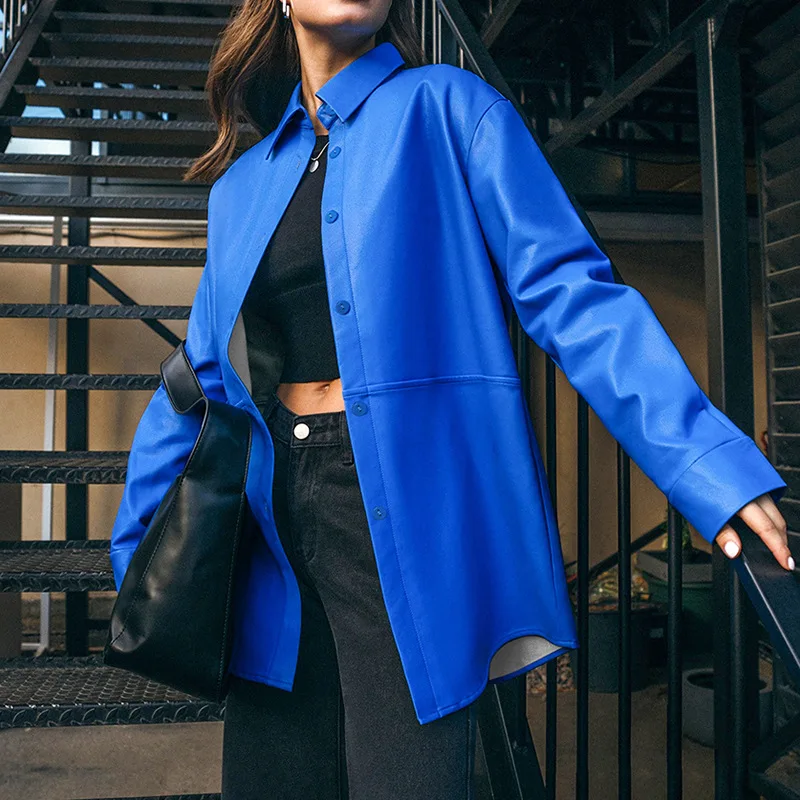 Fashionable Long Sleeve PU Leather Shirt Women's Winter Outerwear Stylish Ladies Coat Thickened Chinese Brand Youth Regular Fit
Fashionable Long Sleeve PU Leather Shirt Women's Winter Outerwear Stylish Ladies Coat Thickened Chinese Brand Youth Regular Fit