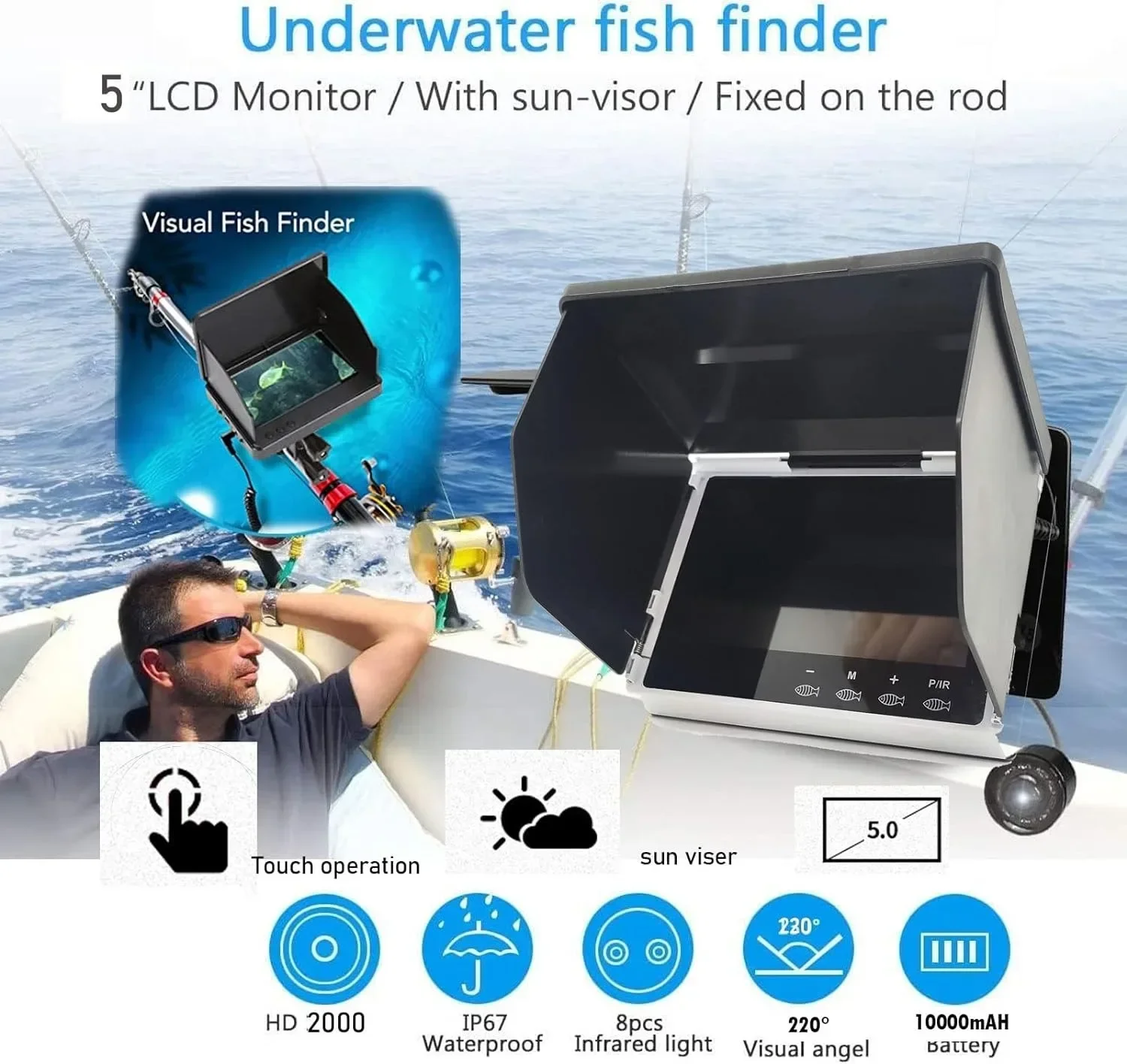 5-дюймовый TFT-монитор, кабель 30 м, вращение на 360 градусов, подводная камера, камера для подводной рыбалки, цветной рыболовный монитор, эхолот
5-дюймовый TFT-монитор, кабель 30 м, вращение на 360 градусов, подводная камера, камера для подводной рыбалки, цветной рыболовный монитор, эхолот