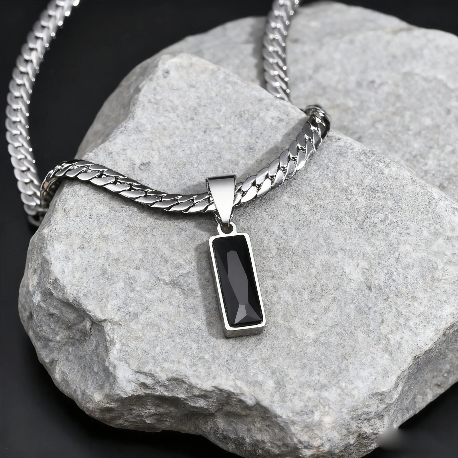 Stylish Mens Geometric Stone Pendent Necklaces,Stainless Steel Flat Cuban Chain Collars,Hip Hop Jewelry Gifts for Him Boys
Stylish Mens Geometric Stone Pendent Necklaces,Stainless Steel Flat Cuban Chain Collars,Hip Hop Jewelry Gifts for Him Boys