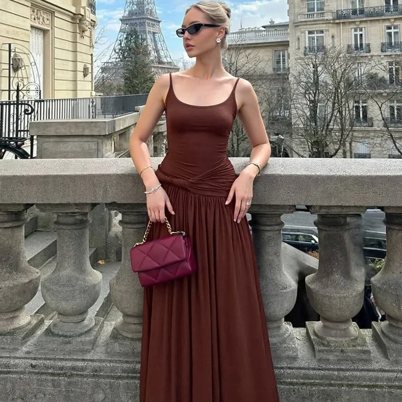 Sexy Slim Pleated Sling Dress Women's Solid High Waist Sleeveless Pullover Dress Summer Fashion Vacation Party Outfits
Sexy Slim Pleated Sling Dress Women's Solid High Waist Sleeveless Pullover Dress Summer Fashion Vacation Party Outfits