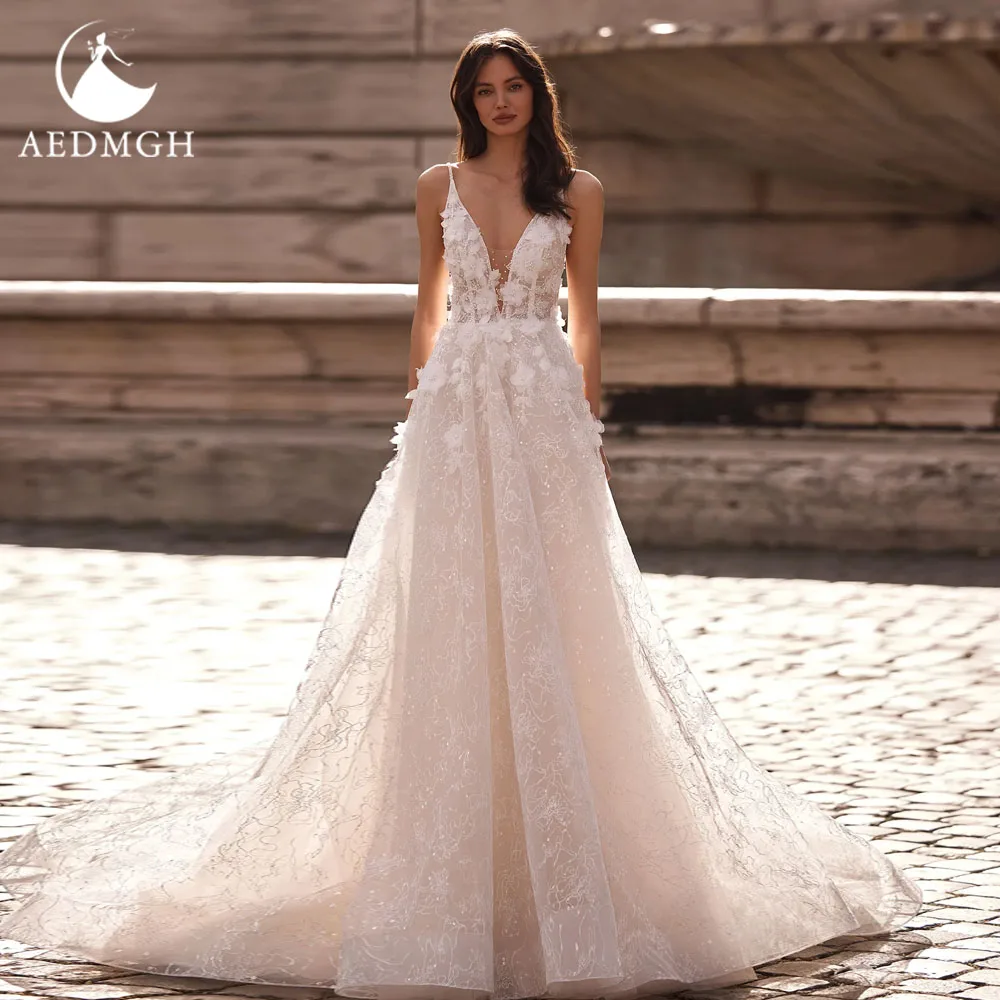 Aedmgh A-Line Delicate Wedding Dresses Spaghetti Straps Vestido De Novia Lace Embroidery Charming Tulle Custom Made Bridal Gown
Aedmgh A-Line Delicate Wedding Dresses Spaghetti Straps Vestido De Novia Lace Embroidery Charming Tulle Custom Made Bridal Gown