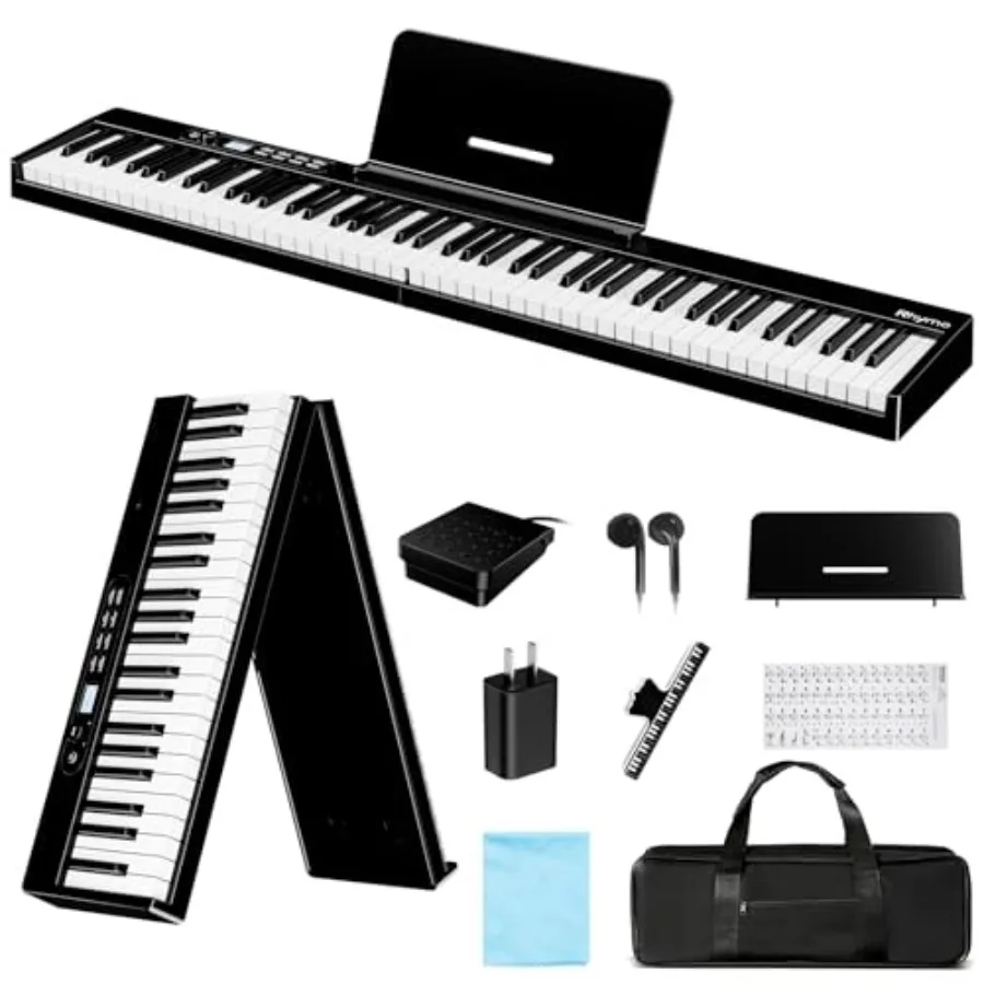 Rhymo Portable 88 Key Semi-Weighted Digital Piano Keyboard with LCD Display Folding Travel Piano in Black for Adult Beginners w
Rhymo Portable 88 Key Semi-Weighted Digital Piano Keyboard with LCD Display Folding Travel Piano in Black for Adult Beginners w