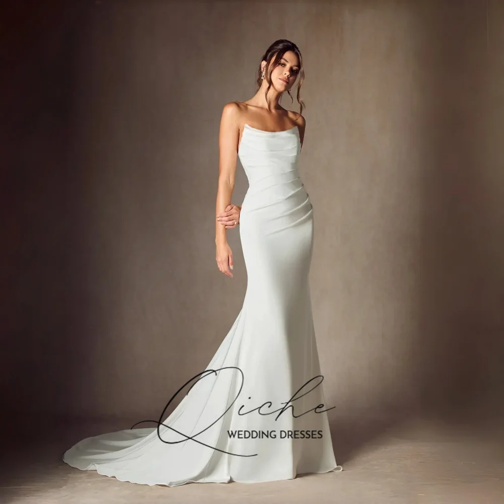 QICHE Elegant Strapless Pleated Mermaid Long Dress Weeding Dress Spaghetti Strap Bridal Party Gown Vestido De Noiva Customized
QICHE Elegant Strapless Pleated Mermaid Long Dress Weeding Dress Spaghetti Strap Bridal Party Gown Vestido De Noiva Customized