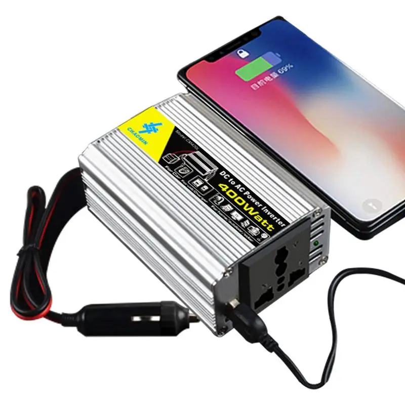 400W Sine Waves Inverter Power Inverter 12V DC To 220V AC Car Converter Solar Inverter with 2 Battery Clips for Truck Camping
400W Sine Waves Inverter Power Inverter 12V DC To 220V AC Car Converter Solar Inverter with 2 Battery Clips for Truck Camping