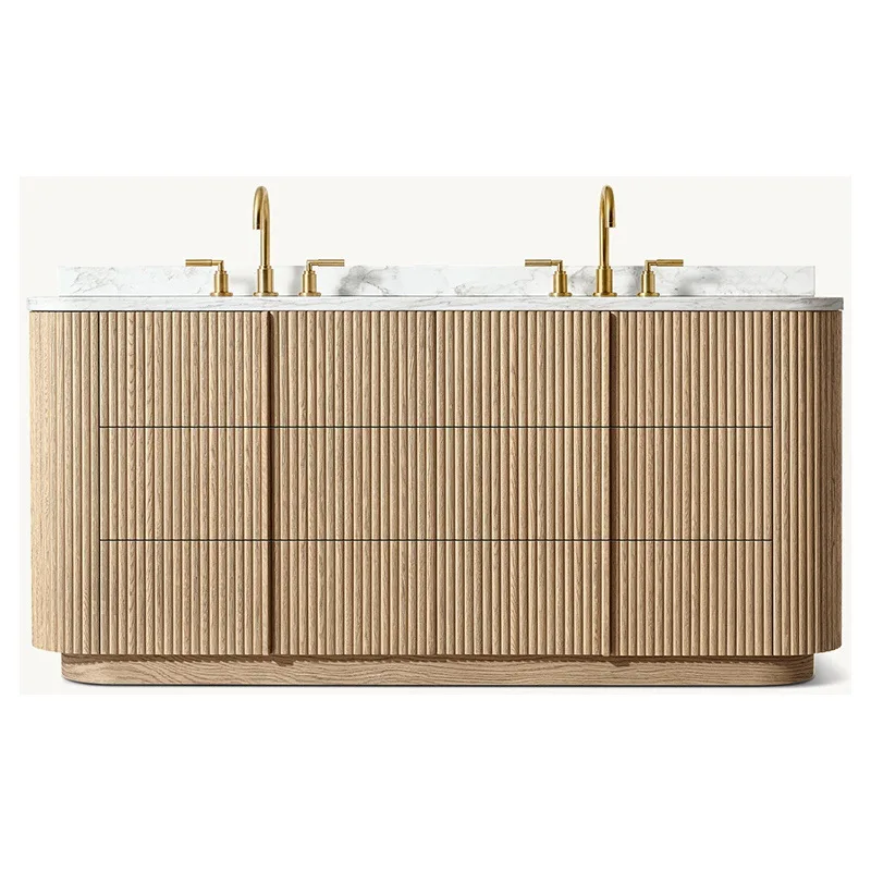 Solid wood sink high-end retro oak bathroom cabinet furniture
Solid wood sink high-end retro oak bathroom cabinet furniture