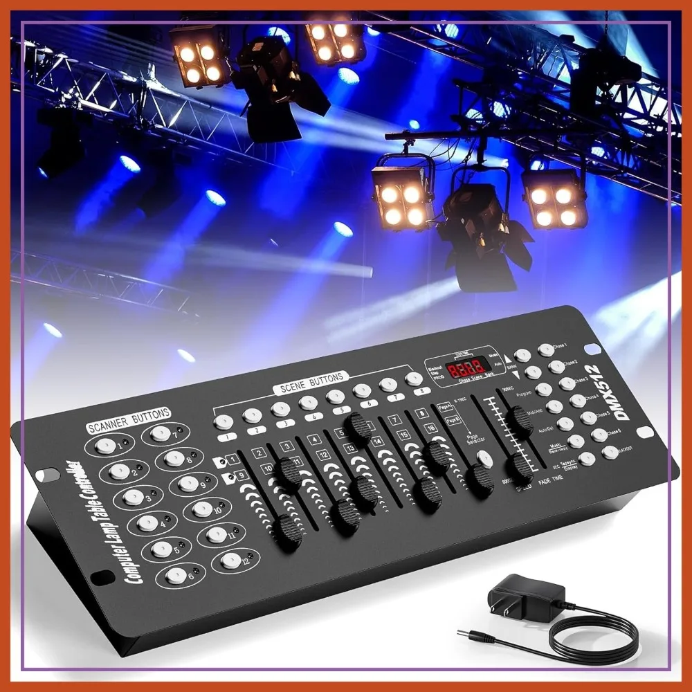 192 DMX Controller for Stage Lighting, DMX 512 DJ Console for Party, Music Show, Christmas, Halloween
192 DMX Controller for Stage Lighting, DMX 512 DJ Console for Party, Music Show, Christmas, Halloween