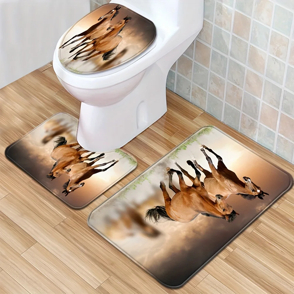 3Pcs Classic Horse Bathroom Mat Set,Includes Toilet Lid Cover,U-Shaped Mat and Bath Mat, Non-Slip Absorbent Floor Rugs Decor Set
3Pcs Classic Horse Bathroom Mat Set,Includes Toilet Lid Cover,U-Shaped Mat and Bath Mat, Non-Slip Absorbent Floor Rugs Decor Set