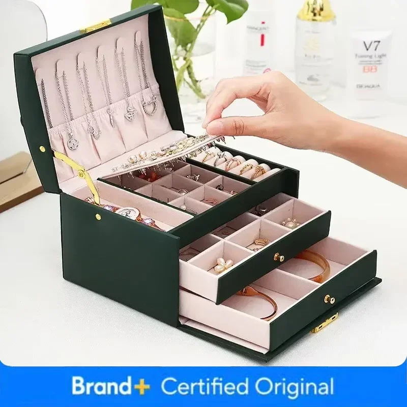 Ручная шкатулка для драгоценностей с тремя ящиками, кольцо, коробка для хранения ожерелья, коробка для хранения ювелирных изделий из искусственной кожи с замком для ключей безопасности
Ручная шкатулка для драгоценностей с тремя ящиками, кольцо, коробка для хранения ожерелья, коробка для хранения ювелирных изделий из искусственной кожи с замком для ключей безопасности
