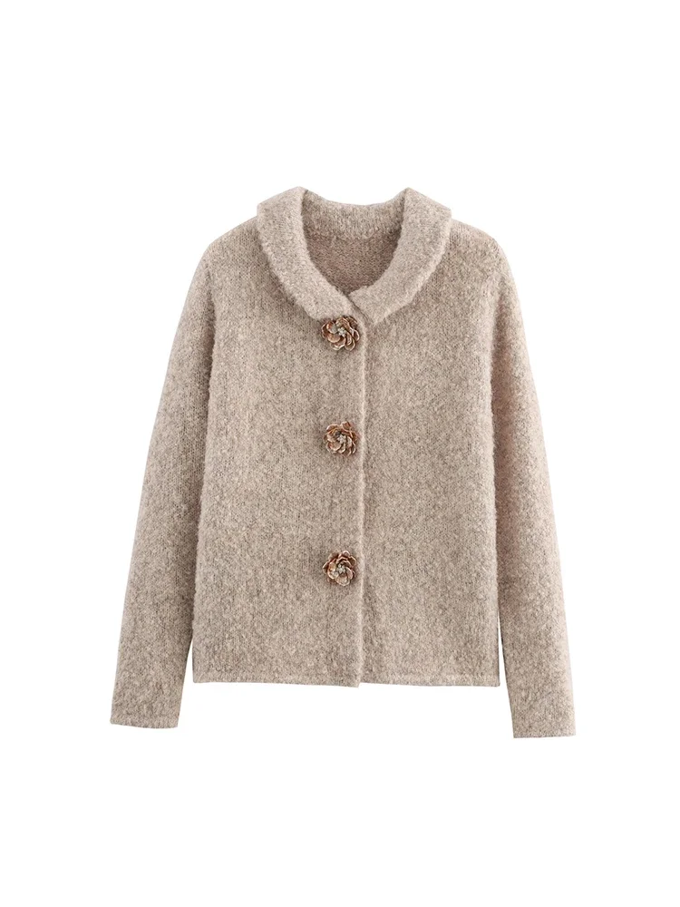Willshela Women Fashion Khaki Single Breasted Knitted Sweater Vintage Lapel Neck Long Sleeves Female Chic Lady Outfits
Willshela Women Fashion Khaki Single Breasted Knitted Sweater Vintage Lapel Neck Long Sleeves Female Chic Lady Outfits