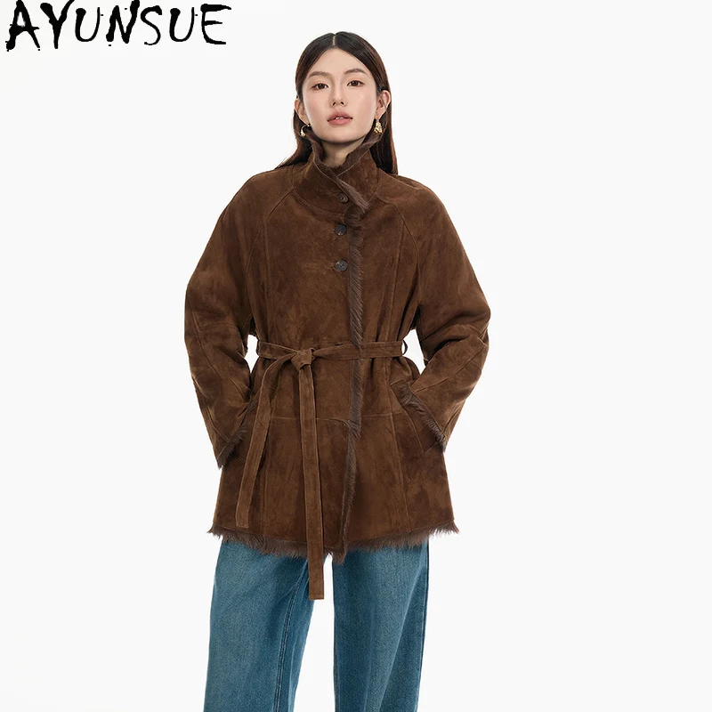 AYUNSUE Real Leather Jacket Women Natural Sheepskin Fur Coat Warm Coats Winter Clothes Female Lace-up Шуба Женская Loose Fit
AYUNSUE Real Leather Jacket Women Natural Sheepskin Fur Coat Warm Coats Winter Clothes Female Lace-up Шуба Женская Loose Fit