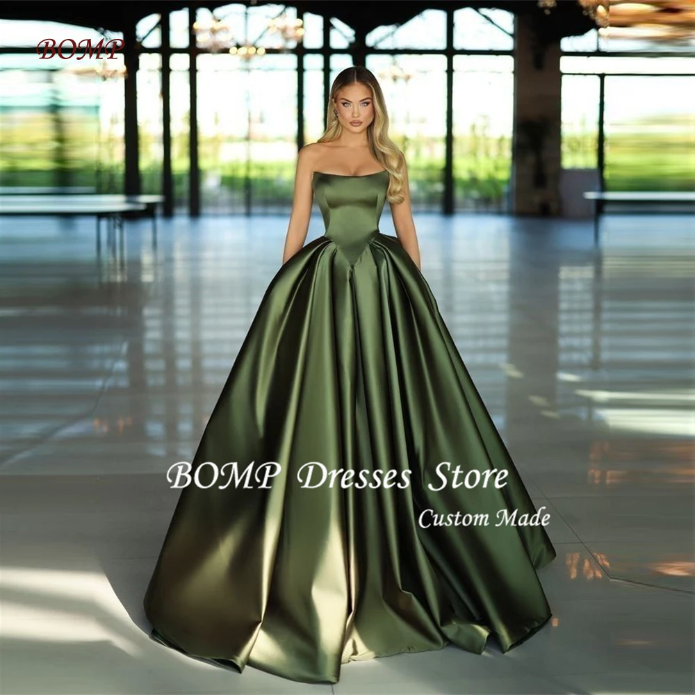 BOMP Simple Green Formal Evening Dresses Dubai Arabic Women Strapless Floor Length Silk Satin Wedding Party Prom Gowns Customize
BOMP Simple Green Formal Evening Dresses Dubai Arabic Women Strapless Floor Length Silk Satin Wedding Party Prom Gowns Customize