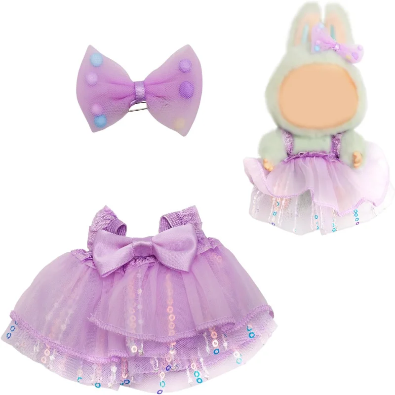 Doll Dress Outfit for 13cm Plush Dolls, Kawaii Purple Sequin Gauze Skirt with Bow Clip Luxury Dolls Clothes Accessories for Dres
Doll Dress Outfit for 13cm Plush Dolls, Kawaii Purple Sequin Gauze Skirt with Bow Clip Luxury Dolls Clothes Accessories for Dres