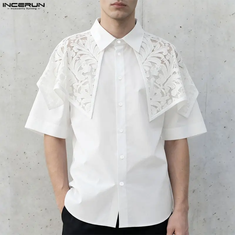 INCERUN Men's Shirt Lace Patchwork See Through Lapel Short Sleeve Men Clothes Summer Streetwear Loose Sexy Shirts For Man Tops
INCERUN Men's Shirt Lace Patchwork See Through Lapel Short Sleeve Men Clothes Summer Streetwear Loose Sexy Shirts For Man Tops