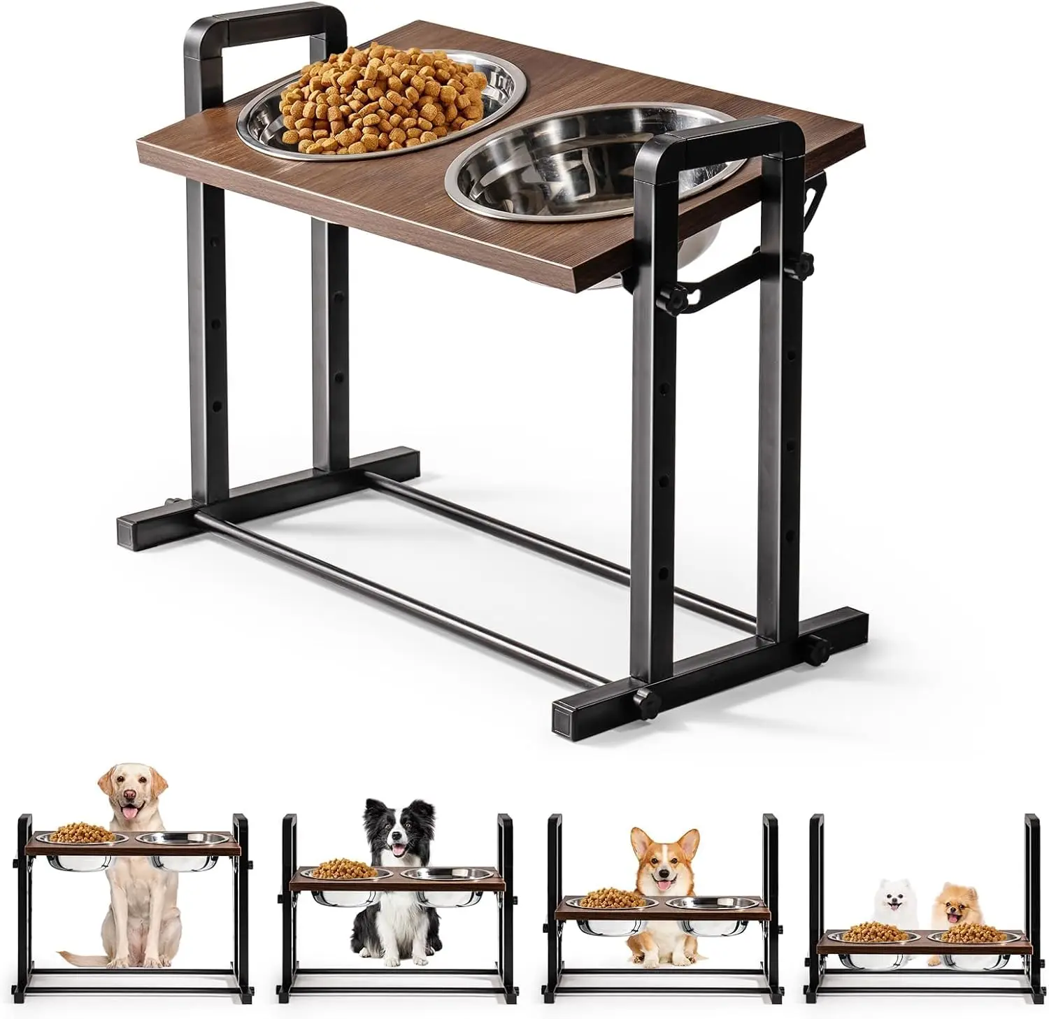 MEWOOFUN Raised Dog Bowl Height Adjustable Sturdy Wooden Raised Dog Bowls with 2x1200ml Stainless Steel Bowls for Dogs
MEWOOFUN Raised Dog Bowl Height Adjustable Sturdy Wooden Raised Dog Bowls with 2x1200ml Stainless Steel Bowls for Dogs