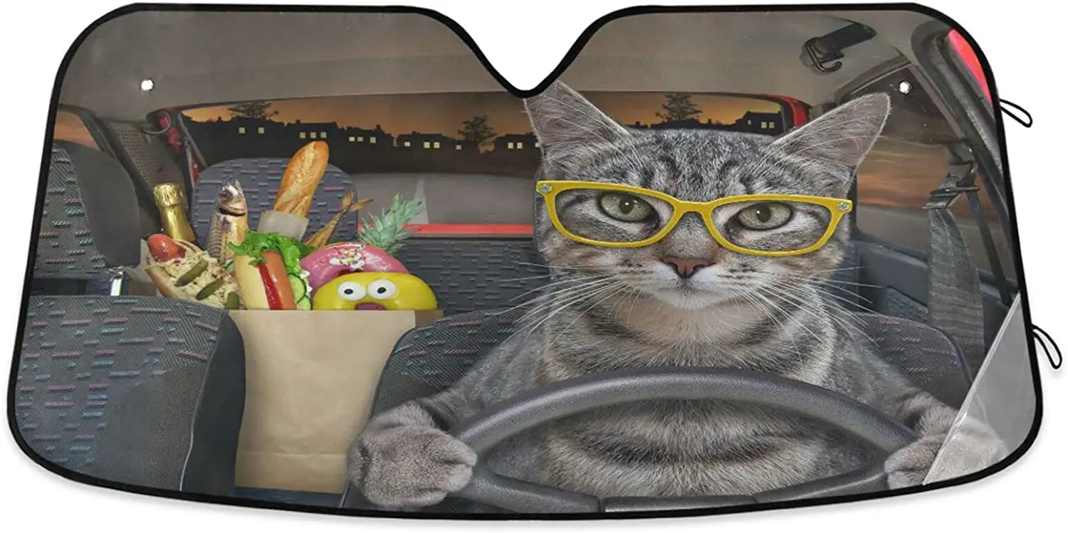 Cat Driving A Car Car Front Windshield Sunshade, Car Sun Visor Accordion Folding Auto Sunshade for Car Truck Block UV Rays 55 x
Cat Driving A Car Car Front Windshield Sunshade, Car Sun Visor Accordion Folding Auto Sunshade for Car Truck Block UV Rays 55 x