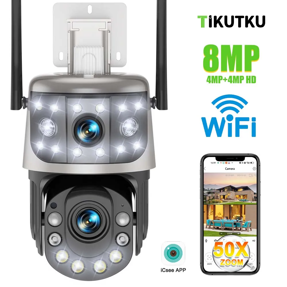 ICsee Security Camera 50X Zoom 4K 8MP Dual Screen WIFI Outdoor PTZ Monitor Human Detection Security CCTV Video Surveillance
ICsee Security Camera 50X Zoom 4K 8MP Dual Screen WIFI Outdoor PTZ Monitor Human Detection Security CCTV Video Surveillance