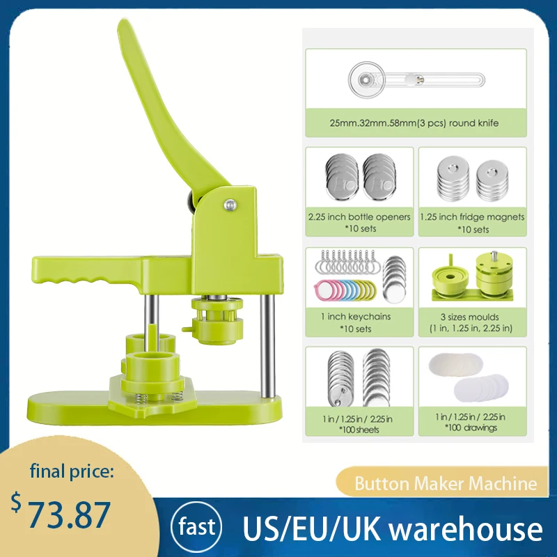 Button Maker Machine with Circle Cutter, Badge Press Machine, DIY Badges Set, Button Pin Making with 100-500Pcs, 25mm 32mm 58mm
Button Maker Machine with Circle Cutter, Badge Press Machine, DIY Badges Set, Button Pin Making with 100-500Pcs, 25mm 32mm 58mm