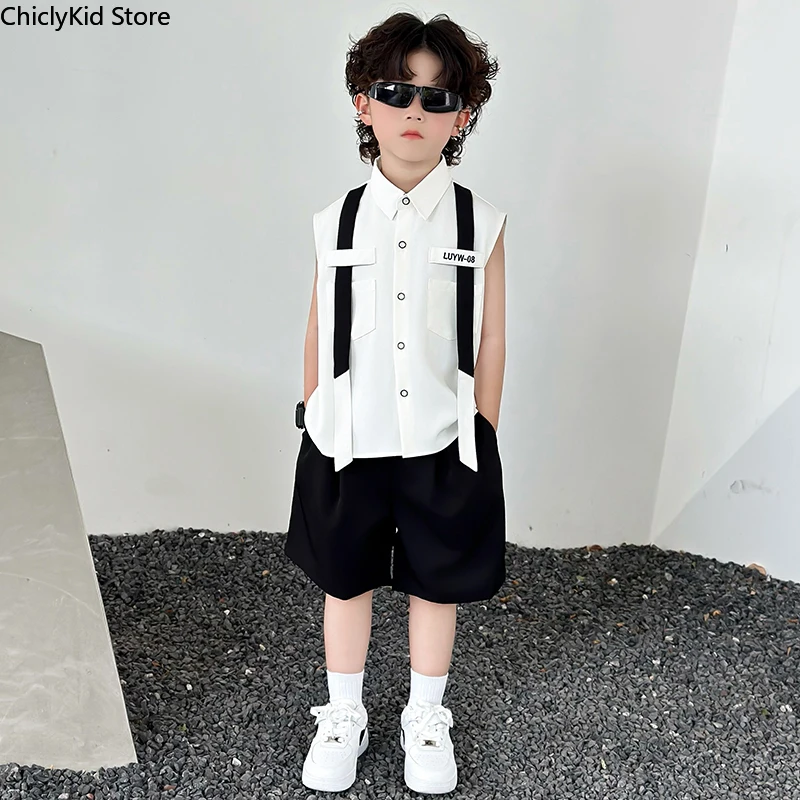 Boys Fashion British Sleeveless Shirt Shorts Formal Dress Kids Summer Solid Blazer Clothes Sets Children Tuxedo Toddler Costumes
Boys Fashion British Sleeveless Shirt Shorts Formal Dress Kids Summer Solid Blazer Clothes Sets Children Tuxedo Toddler Costumes