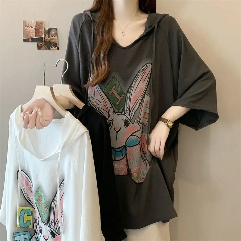 Spring and Summer Plus Size Women's New Casual Sweet Style Loose Wrinkled Rabbit Printed Hooded Short Sleeve T-shirt
Spring and Summer Plus Size Women's New Casual Sweet Style Loose Wrinkled Rabbit Printed Hooded Short Sleeve T-shirt