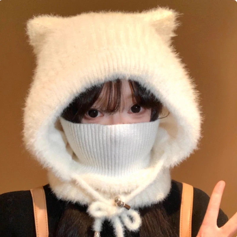 Корейская версия милой однотонной вязаной шапки с кошачьими ушками для женщин, зимняя велосипедная теплая защитная маска для ушей, шапки-балаклавы на шнуровке
Корейская версия милой однотонной вязаной шапки с кошачьими ушками для женщин, зимняя велосипедная теплая защитная маска для ушей, шапки-балаклавы на шнуровке