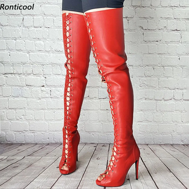 Ronticool 2022, женские летние сапоги до бедра ручной работы, пикантные туфли на шпильке с открытым носком, великолепные красные, фиолетовые, черные туфли для вечеринок, размер США 5-20
Ronticool 2022, женские летние сапоги до бедра ручной работы, пикантные туфли на шпильке с открытым носком, великолепные красные, фиолетовые, черные туфли для вечеринок, размер США 5-20