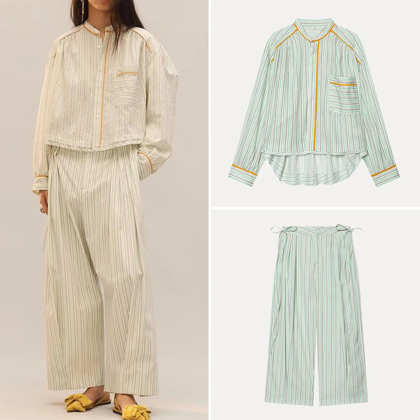 Women's Spring 2026 Long Sleeve round Neck Striped Shirt mid Waist Trousers Fashion Set Casual Comfortable Breathable Cotton
Women's Spring 2026 Long Sleeve round Neck Striped Shirt mid Waist Trousers Fashion Set Casual Comfortable Breathable Cotton