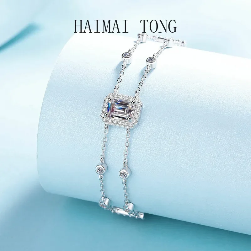 Temperament Rectangle Platinum PT950 1ct Emerald Cut Moissanite Bracelet for Women Rectangular Luxury Jewelry To Girlfriend Gift
Temperament Rectangle Platinum PT950 1ct Emerald Cut Moissanite Bracelet for Women Rectangular Luxury Jewelry To Girlfriend Gift