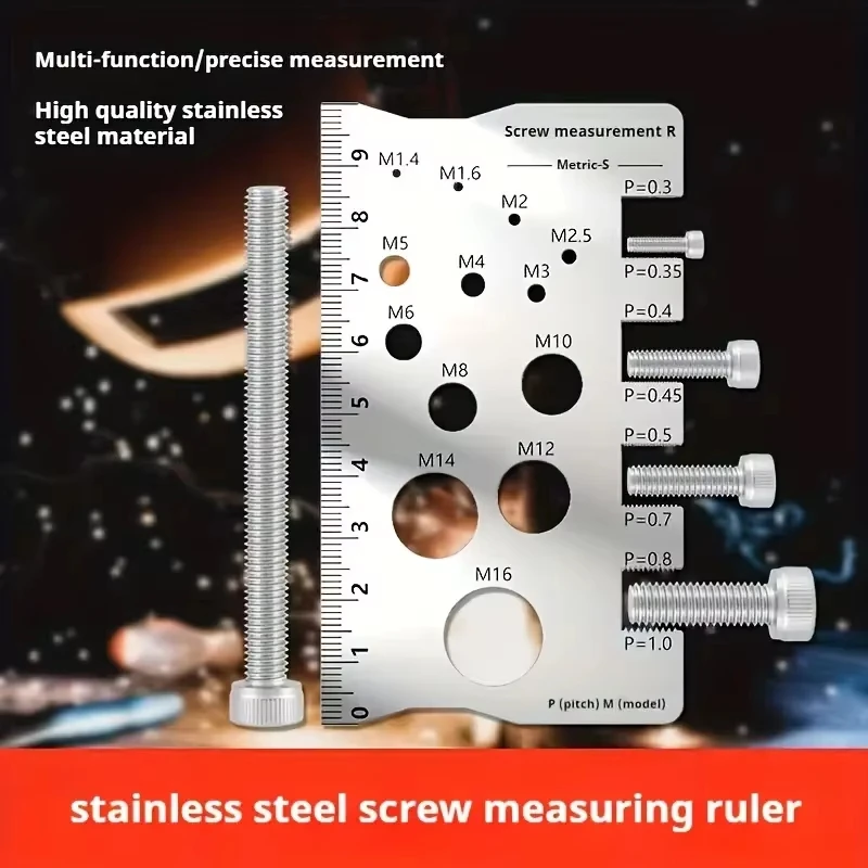 304 Stainless Steel Screw Measuring Gauge Set - Precision Thread Pitch & Bolt Size Caliper Tool | M12 Diameter Ruler | Ideal Fat
304 Stainless Steel Screw Measuring Gauge Set - Precision Thread Pitch & Bolt Size Caliper Tool | M12 Diameter Ruler | Ideal Fat