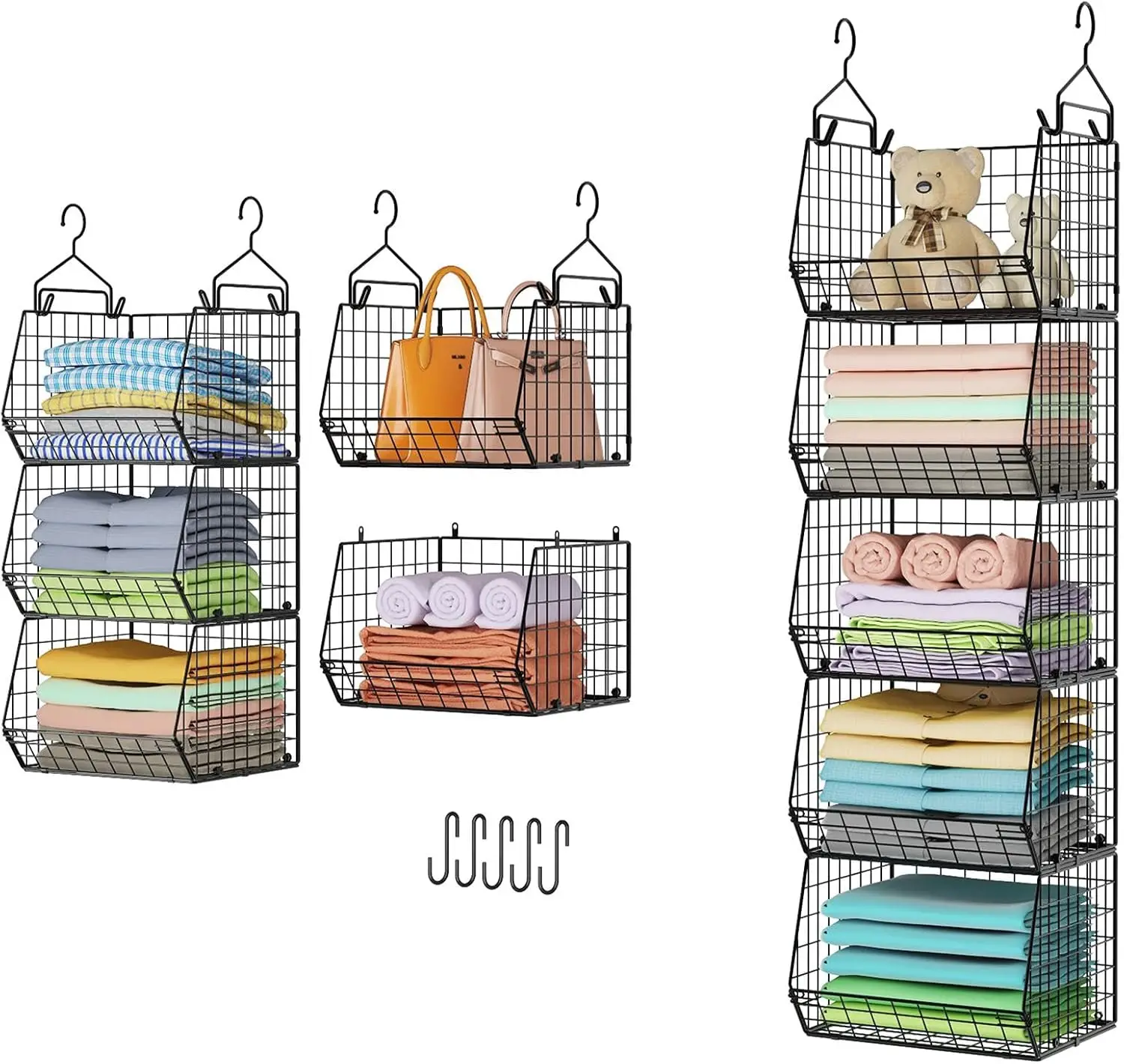 5-уровневый складной подвесной органайзер с крючками, проволочные корзины для хранения одежды и аксессуаров
5-уровневый складной подвесной органайзер с крючками, проволочные корзины для хранения одежды и аксессуаров