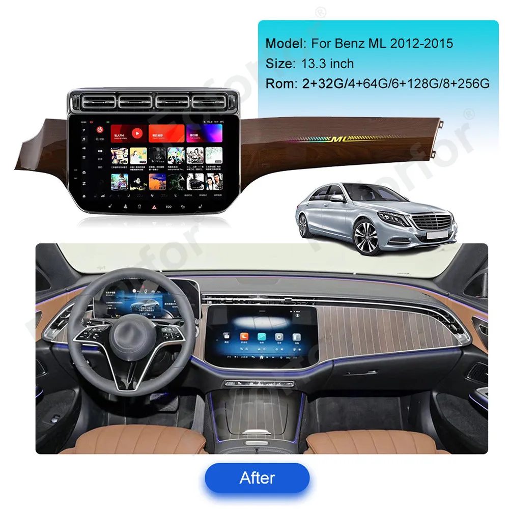 Обновленный автомобильный радиоприемник 13,3 дюйма для Mercedes Benz ML GL 2012-2015, приборная панель, GPS навигатор, окружающая яркость, мультимедийный плеер Android
Обновленный автомобильный радиоприемник 13,3 дюйма для Mercedes Benz ML GL 2012-2015, приборная панель, GPS навигатор, окружающая яркость, мультимедийный плеер Android