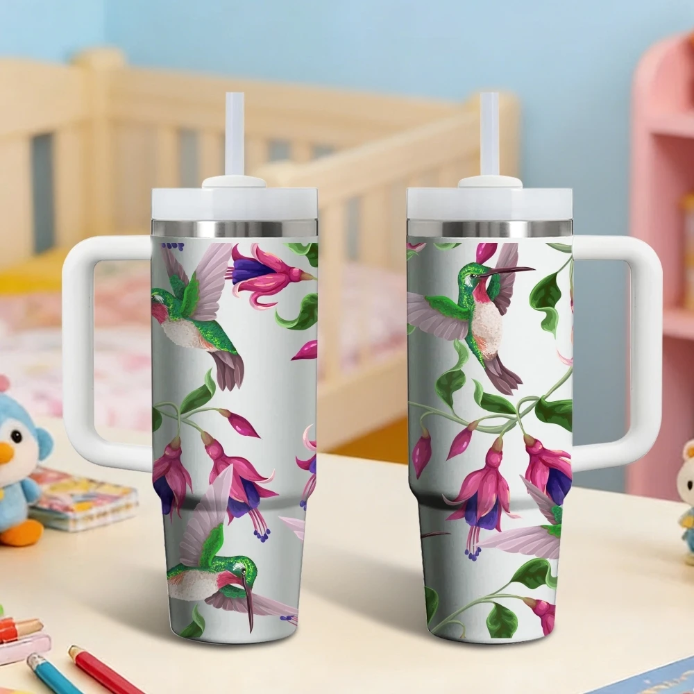 Hummingbird & Floral Pattern Vacuum Flasks 40oz Stainless Steel Insulated Tumbler with Handle & Straw Leakproof Travel Mug
Hummingbird & Floral Pattern Vacuum Flasks 40oz Stainless Steel Insulated Tumbler with Handle & Straw Leakproof Travel Mug
