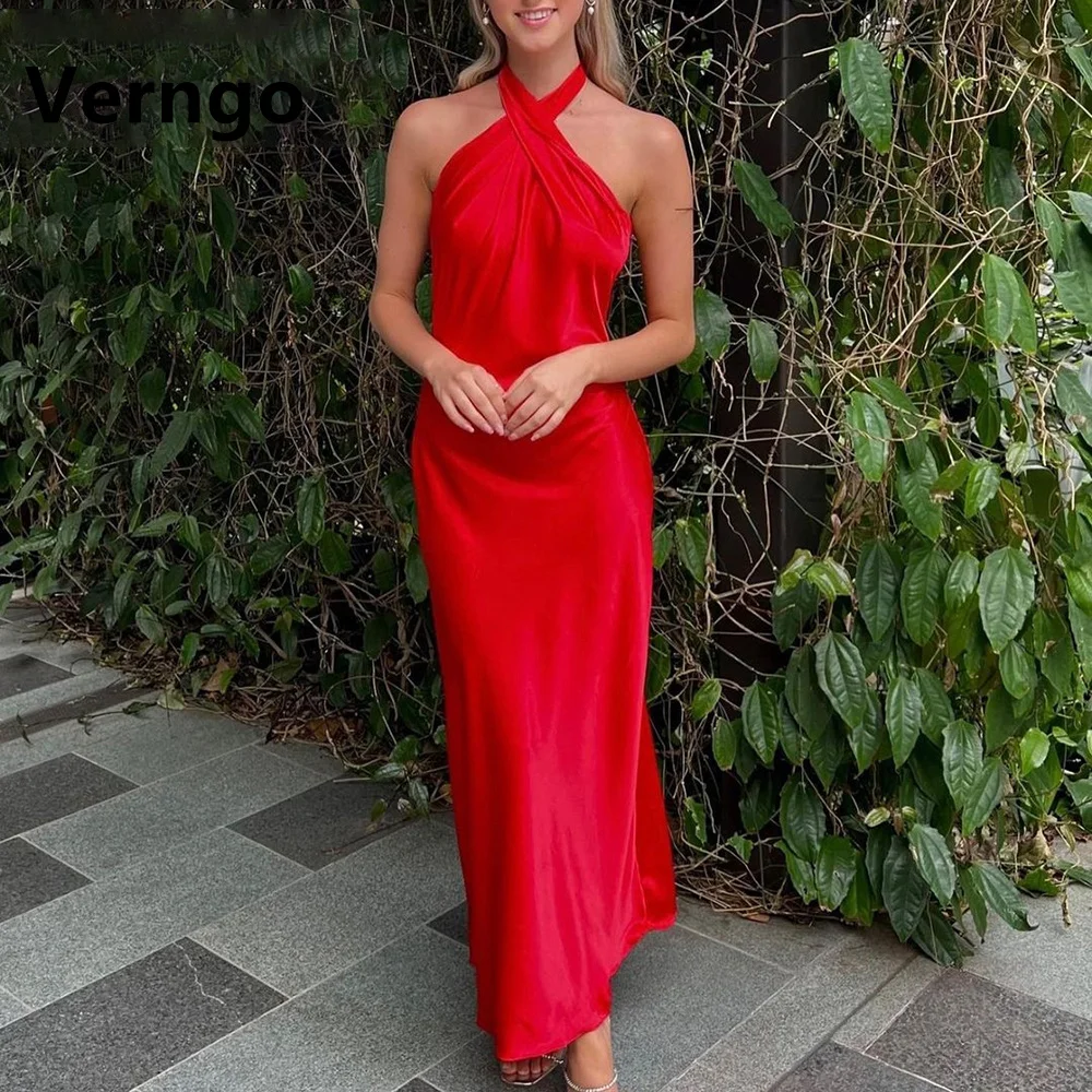 Verngo Red Halter Sleeveless Long Evening Dress Backless Sexy Wedding Party Dresses Formal Dress Satin Dresses For Special Event
Verngo Red Halter Sleeveless Long Evening Dress Backless Sexy Wedding Party Dresses Formal Dress Satin Dresses For Special Event