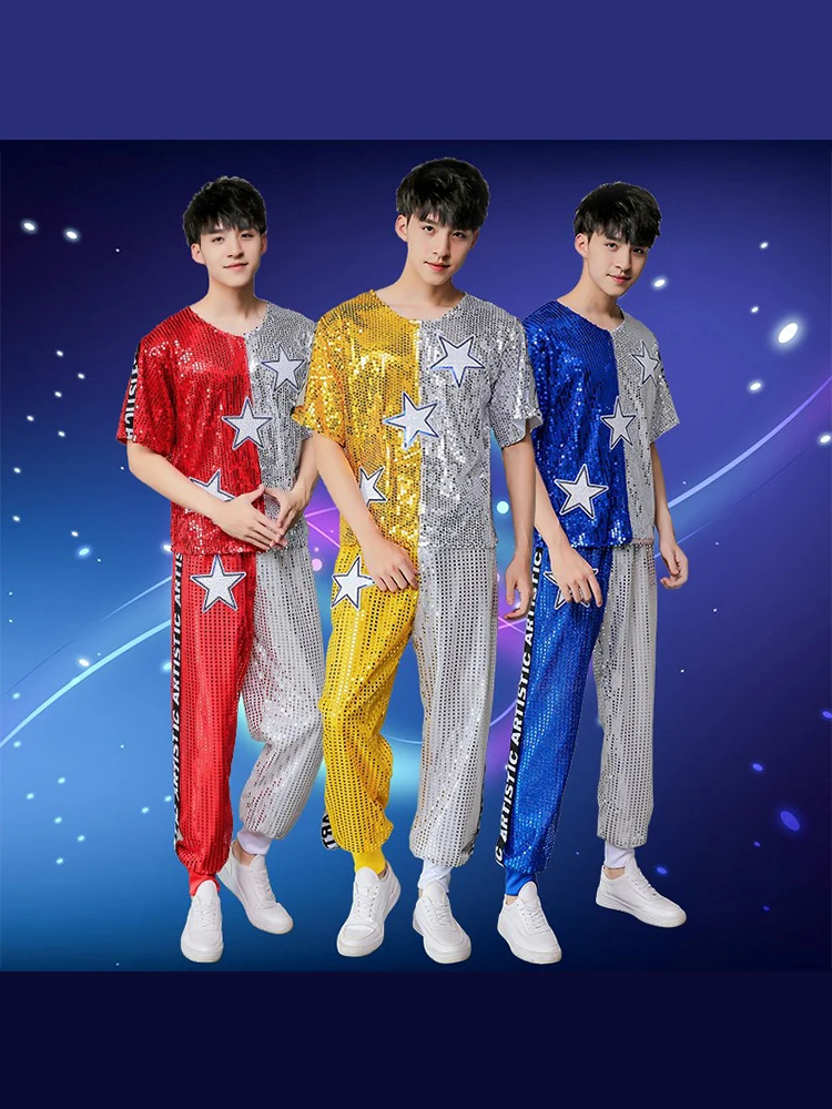 New men's sequined jazz dance performance costume, modern dance costume, hip-hop street dance performance costume set rave
New men's sequined jazz dance performance costume, modern dance costume, hip-hop street dance performance costume set rave