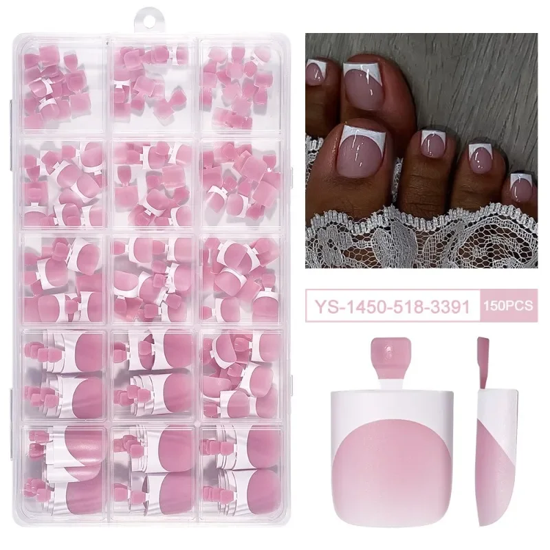 150pcs French Foot Wear Nail Set Summer Short Square Shiny False Toenail Acrylic Full Coverage Suitable for Nail Salon
150pcs French Foot Wear Nail Set Summer Short Square Shiny False Toenail Acrylic Full Coverage Suitable for Nail Salon