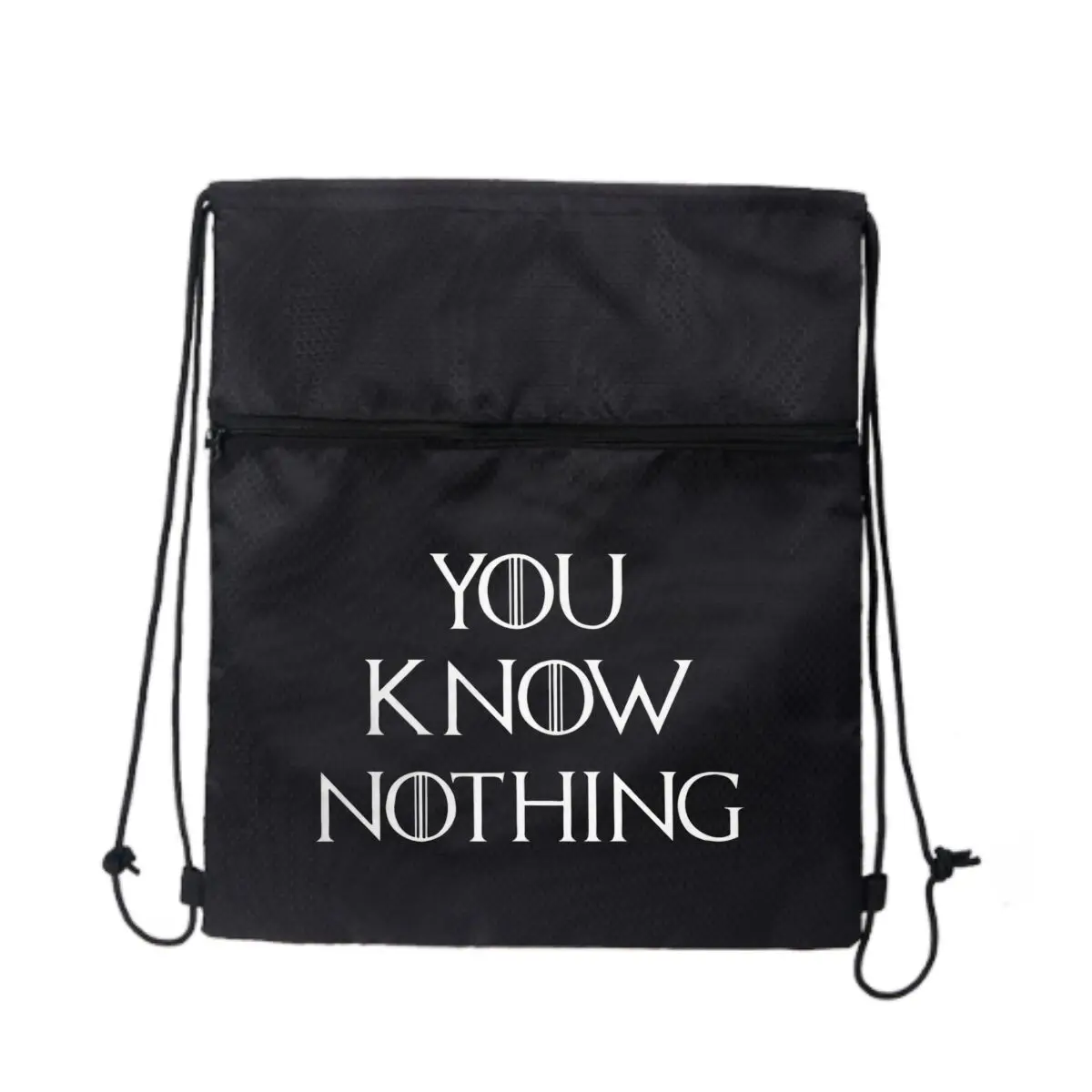 You Know Nothing Design с белыми буквами. Черная сверхлегкая уличная сумка на молнии на шнурке, идеально подходящая для коротких походов.
You Know Nothing Design с белыми буквами. Черная сверхлегкая уличная сумка на молнии на шнурке, идеально подходящая для коротких походов.