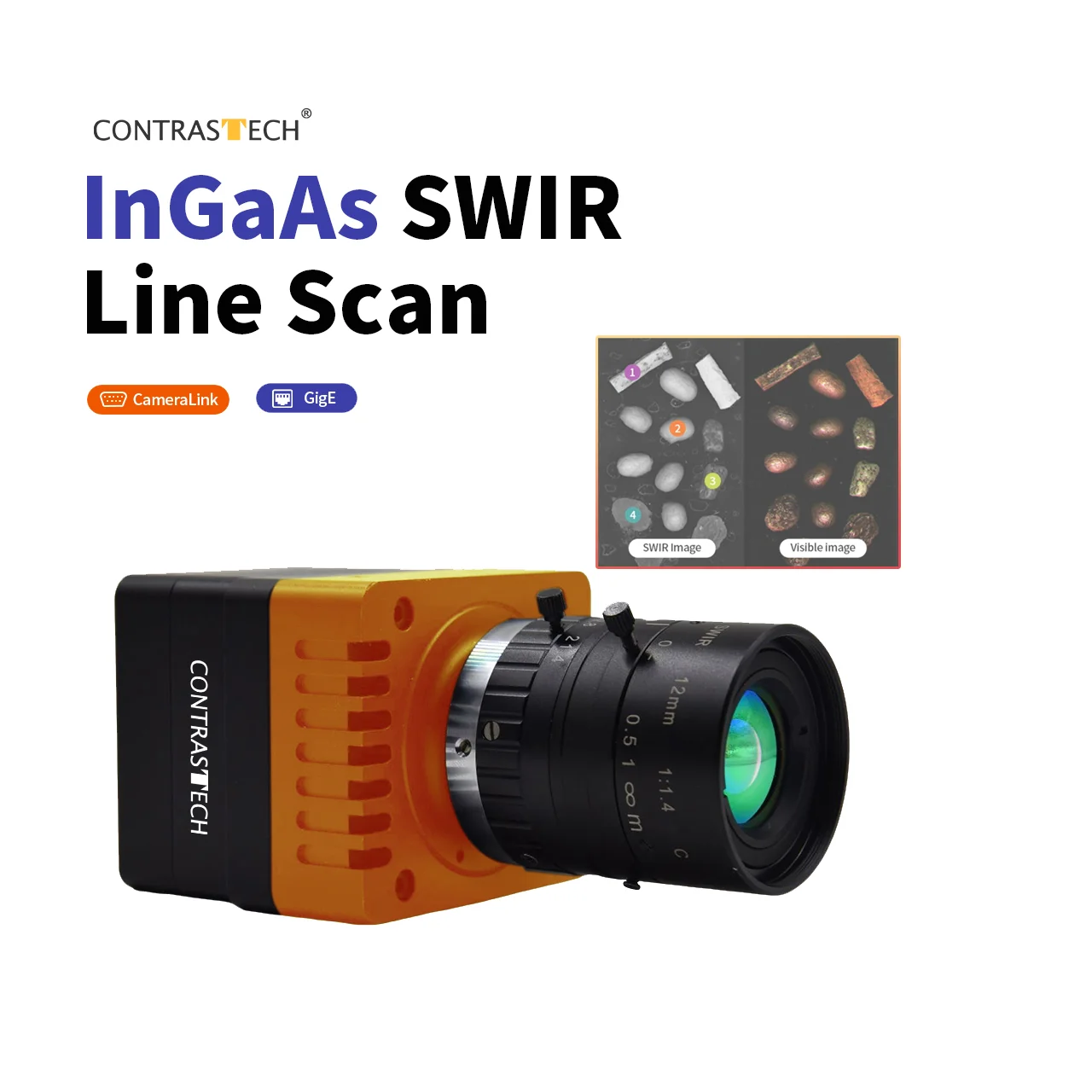 GigE Vision 2048*1 40kHz Vis-SWIR Line-scan Hyperspectral Imaging 900-1700nm InGaAs SWIR Line Scan Camera for Material Sorting
GigE Vision 2048*1 40kHz Vis-SWIR Line-scan Hyperspectral Imaging 900-1700nm InGaAs SWIR Line Scan Camera for Material Sorting