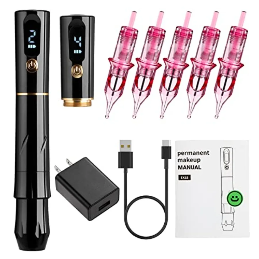 Permanent Makeup Machine Eyebrow Pen Rotary Tattoo Device with 2 Batteries 5pcs Needle Cartridges for Eyebrows Eyeliner Lips Sk
Permanent Makeup Machine Eyebrow Pen Rotary Tattoo Device with 2 Batteries 5pcs Needle Cartridges for Eyebrows Eyeliner Lips Sk