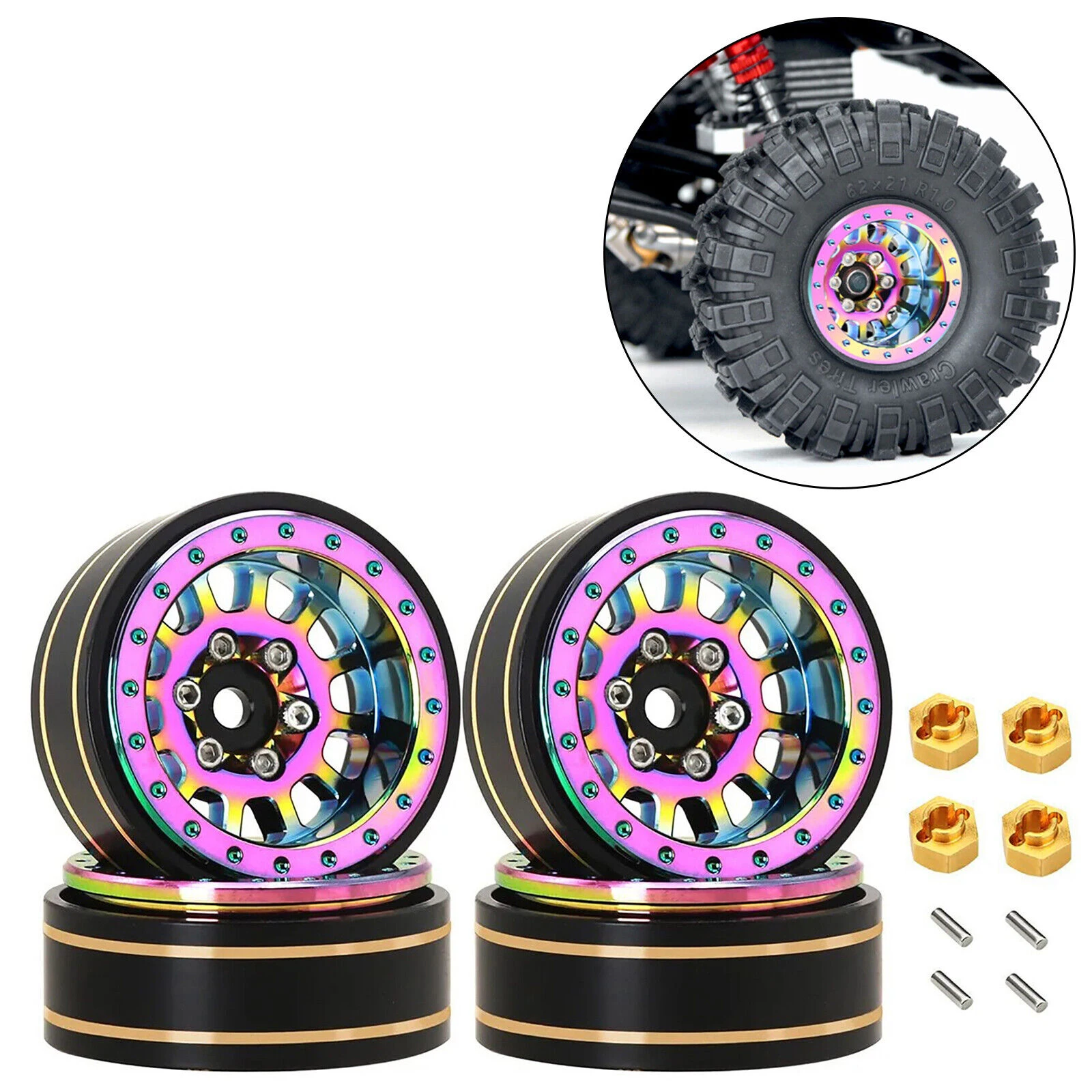 4PCS 1.1inch Brass+Aluminum Alloy Beadlock Wheel HUB Rims for TRX4M 1/18 for Axial SCX24 1/24 RC Crawler Car RC Accessories
4PCS 1.1inch Brass+Aluminum Alloy Beadlock Wheel HUB Rims for TRX4M 1/18 for Axial SCX24 1/24 RC Crawler Car RC Accessories