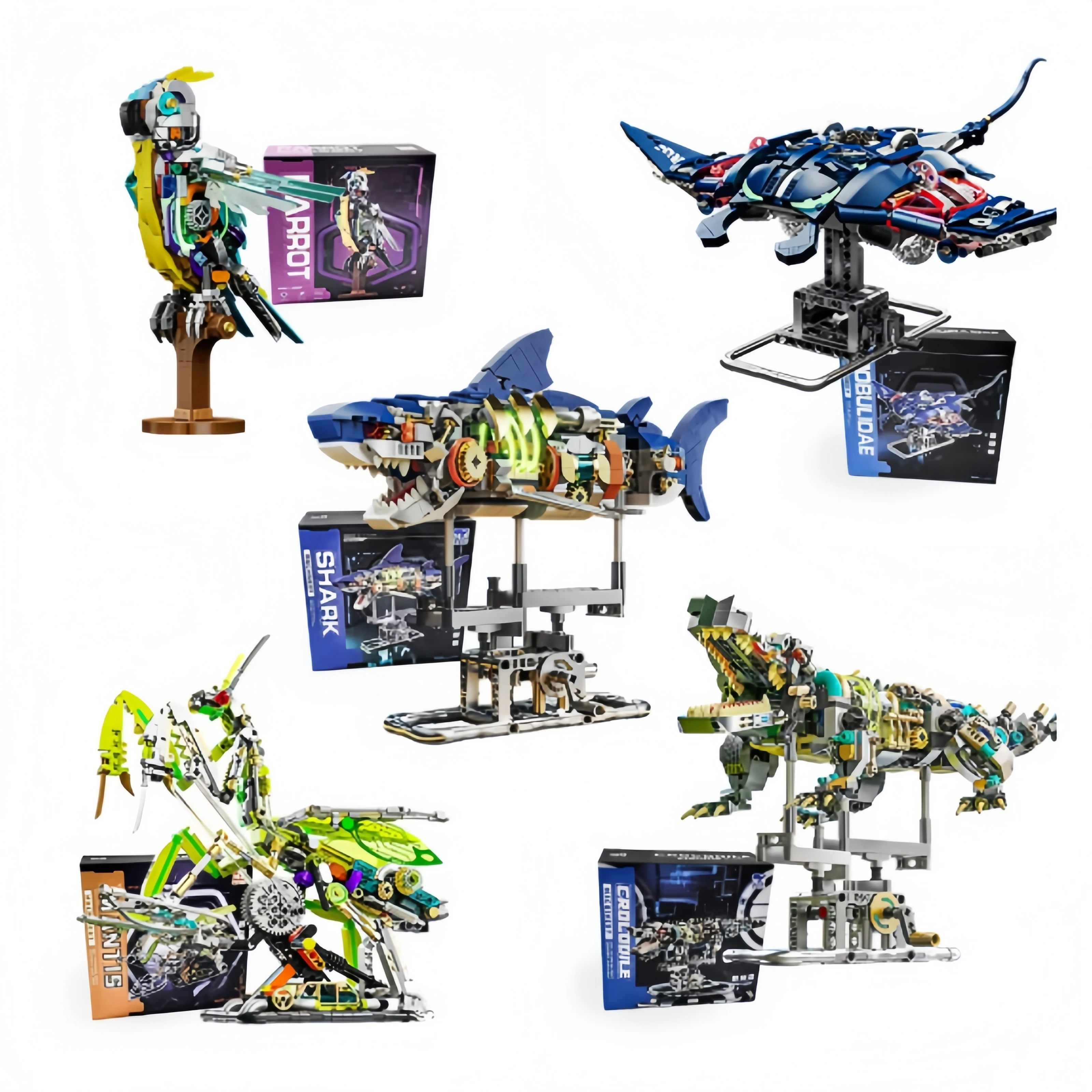 Mechanical Shark Building Set, Sea Life Crocodile Parrot Mantis Frog Manta Ray Building Blocks Light, Animal Toys Gift for Kid
Mechanical Shark Building Set, Sea Life Crocodile Parrot Mantis Frog Manta Ray Building Blocks Light, Animal Toys Gift for Kid