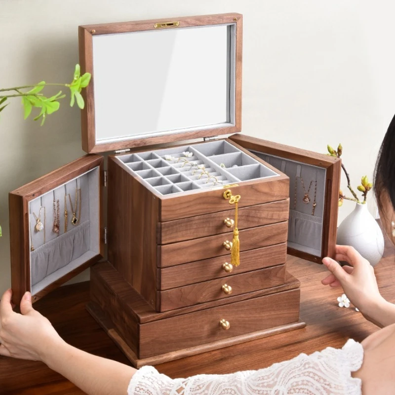 Retro Jewelry Storage Box Multilayer Earring Organizer Box Large Capacity Trinket Container Women's Bracelets Case with Lockable
Retro Jewelry Storage Box Multilayer Earring Organizer Box Large Capacity Trinket Container Women's Bracelets Case with Lockable