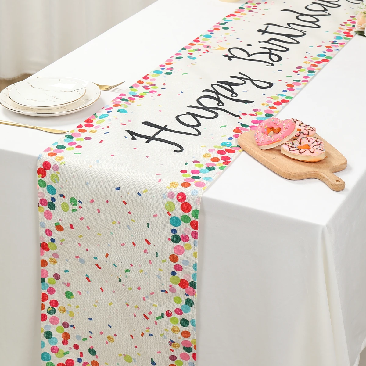 Birthday Table Runner Linen Table Runner Happy Birthday Decoration Colored Spots Birthday Table Cover Kids Birthday Supplies
Birthday Table Runner Linen Table Runner Happy Birthday Decoration Colored Spots Birthday Table Cover Kids Birthday Supplies