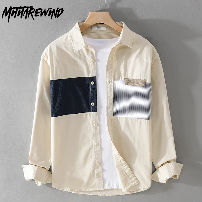 Spring New Long Sleeve Shirts Men Daily Casual Shirt Cotton Patchwork Contrast Color Designer Shirt Korean Popular Clothes Top
Spring New Long Sleeve Shirts Men Daily Casual Shirt Cotton Patchwork Contrast Color Designer Shirt Korean Popular Clothes Top
