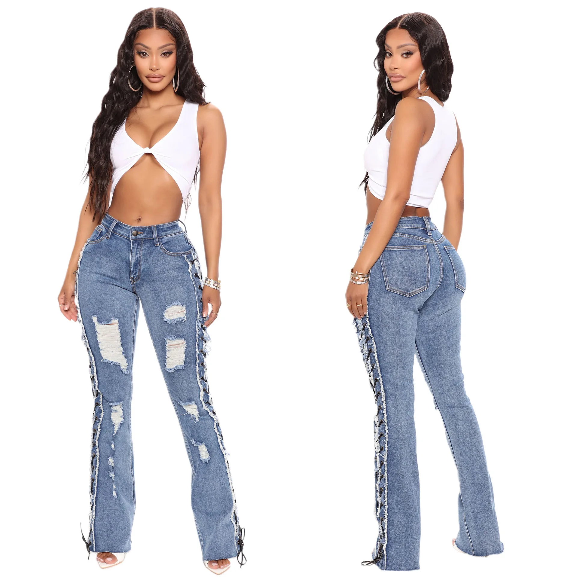 Boot Cut Jeans Women Hole Flare Pants Stretch Mid Waist Ripped Distressed Vintage Washed Female Denims Streetwear 2025 Trousers
Boot Cut Jeans Women Hole Flare Pants Stretch Mid Waist Ripped Distressed Vintage Washed Female Denims Streetwear 2025 Trousers