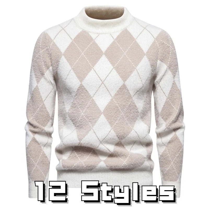 Autumn and Winter New Mohair Men's Warm Long-sleeved Diamond Jacquard Sweater Knit Sweater
Autumn and Winter New Mohair Men's Warm Long-sleeved Diamond Jacquard Sweater Knit Sweater