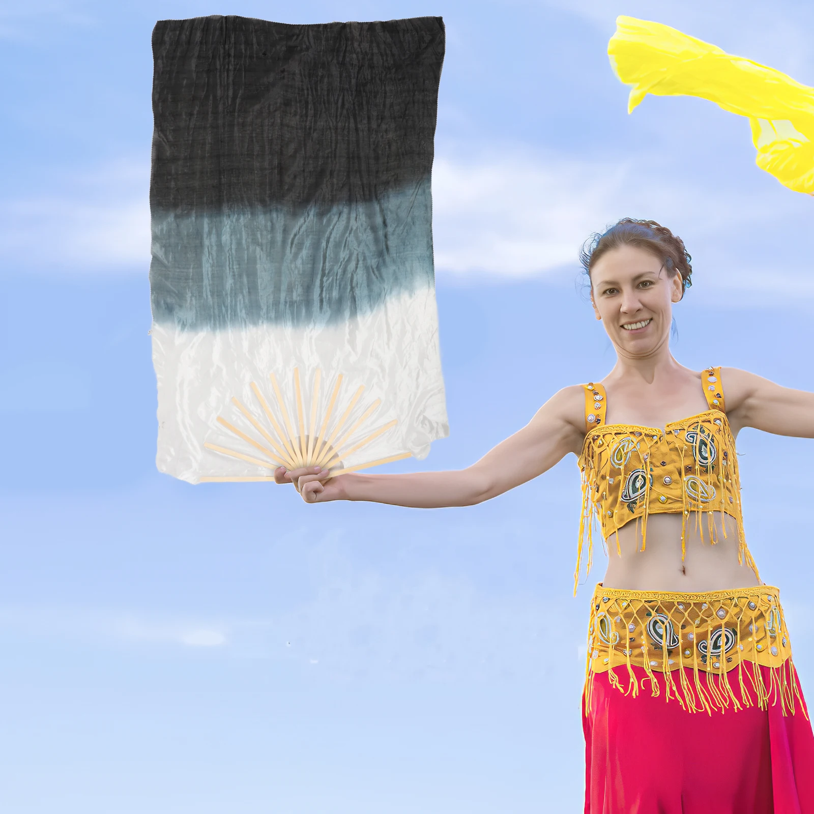 1Pair Belly Dancing Fans Long Veil Folding Dance Fan Silk Veil Fan for Belly Dance Chinese Yangko Folk Performance Stage Show
1Pair Belly Dancing Fans Long Veil Folding Dance Fan Silk Veil Fan for Belly Dance Chinese Yangko Folk Performance Stage Show