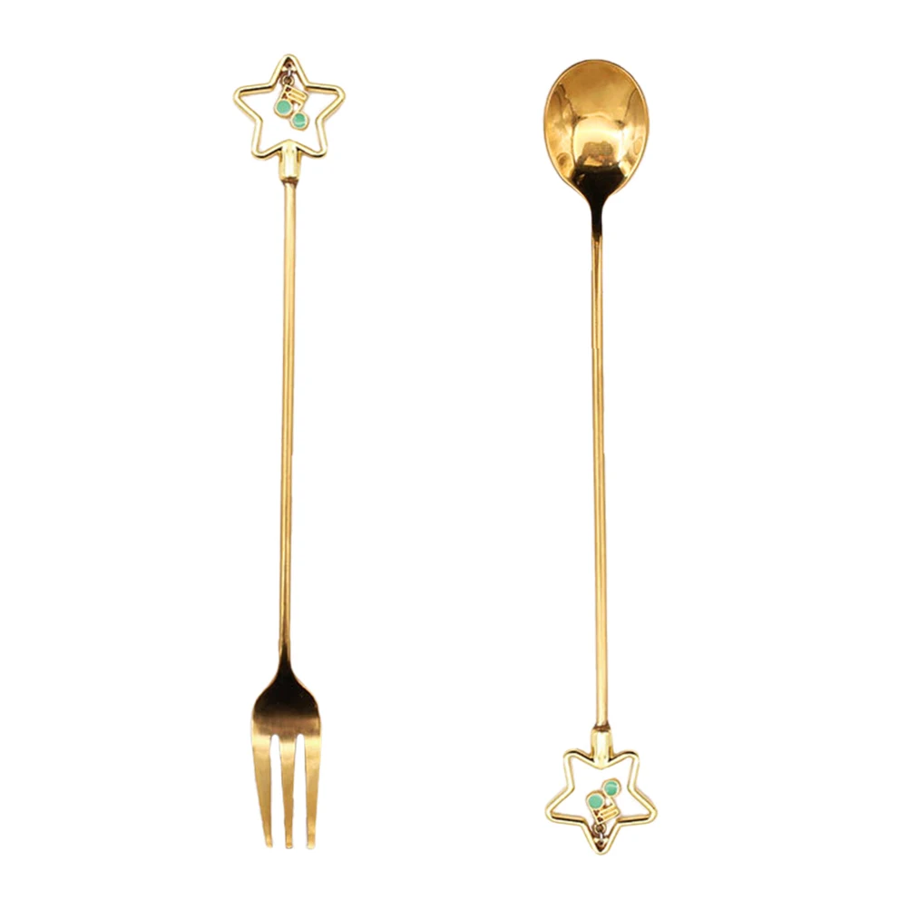 2pcs Five-pointed Star Fork Coffee Stainless Steel Stirring Spoon Set Wear-resistant Anti-rust Dessert Spoon Fork Japanese Style
2pcs Five-pointed Star Fork Coffee Stainless Steel Stirring Spoon Set Wear-resistant Anti-rust Dessert Spoon Fork Japanese Style